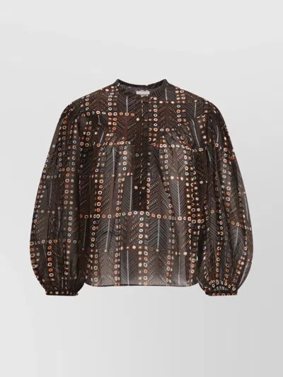 Isabel Marant Étoile Sheer Gypsy Geometric Blouse In Brown