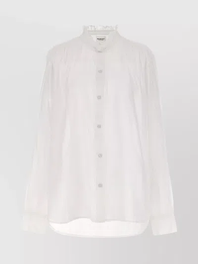 Isabel Marant Étoile Sheer Ruffled Collar Long Sleeve Blouse In White