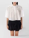 Isabel Marant Étoile Sheer Ruffled Half Sleeve Blouse In White