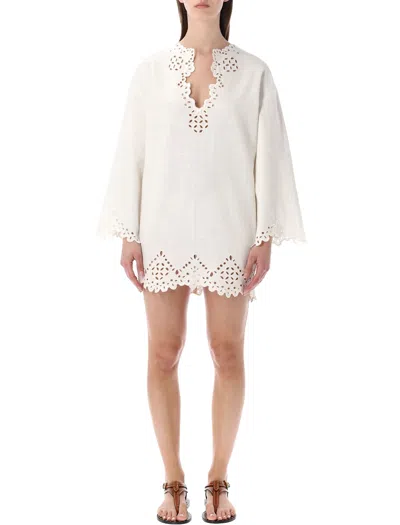 Isabel Marant Étoile Sherazade Scalloped Broderie Anglaise Cotton Mini Dress In White
