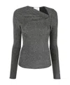 Isabel Marant Étoile Ruched-neck Knitted Top In Black
