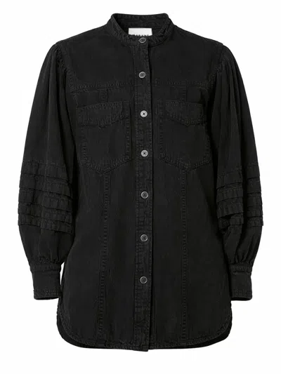Isabel Marant Étoile Long Sleeve Mileda Shirt Chest Pockets In Black