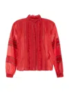 Isabel Marant Étoile Valda Shirt In Finely Worked Voile In Red