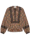 Isabel Marant Étoile Blouse With Deep V-neck And Floral Patterns In Black