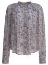 Isabel Marant Étoile Ecru Printed Crepe Noeline Blouse In Purple
