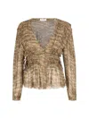 Isabel Marant Étoile Sheer V-neck Ruched Long Sleeve Top In Green