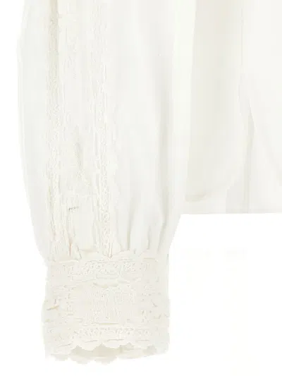 Isabel Marant Étoile 'valmira' White Blouse With Keyhole Neck And Cut-out Details In Linen And Cotton Blend Woman