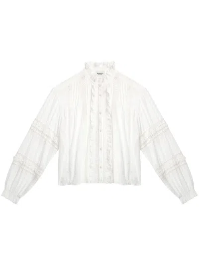 Isabel Marant Étoile White Cotton Shirt With Broderie Anglaise Ruffled Detailing