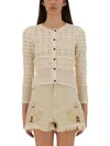 Isabel Marant Étoile 'lesia' Beige Shorts With Fringed Hem And Embroidered Motif In Neutral