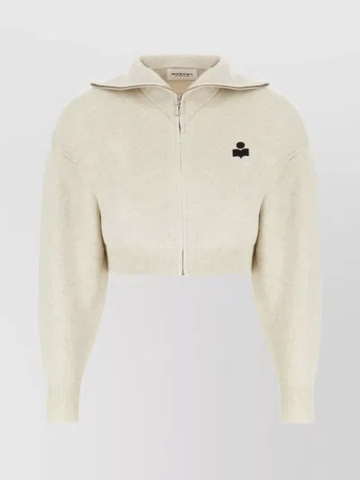 ISABEL MARANT ÉTOILE SHORT COTTON BLEND SWEATSHIRT WITH HIGH COLLAR