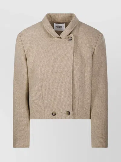Isabel Marant Étoile Short Double-breasted Textured Jacket In Beige O Tan
