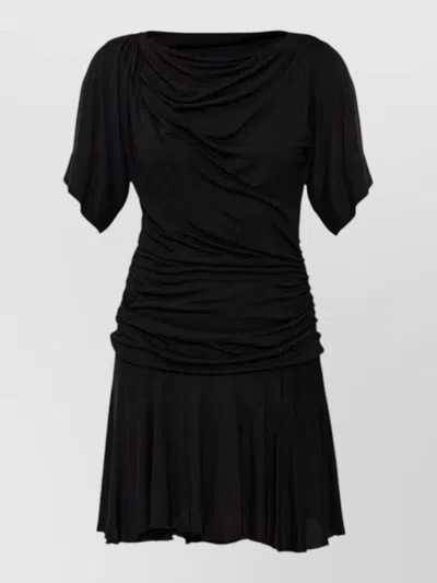 Isabel Marant Étoile Short Dress Draped Neckline Flared Skirt In Black