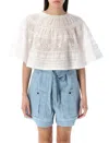 Isabel Marant Étoile Dilama Crochet-trimmed Broderie Anglaise Organic Cotton-voile Blouse In White