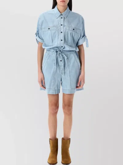 ISABEL MARANT ÉTOILE SHORT JUMPSUIT WITH CHEST POCKETS AND WAIST TIE