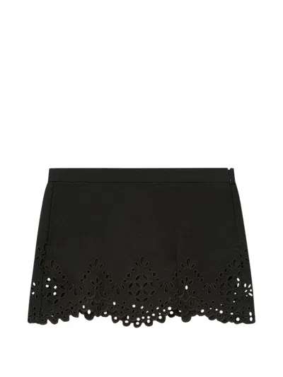 Isabel Marant Étoile Short Skirt In Perforated Cotton In Black