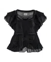 Isabel Marant Étoile Short-sleeve Ruffled Blouse In Black