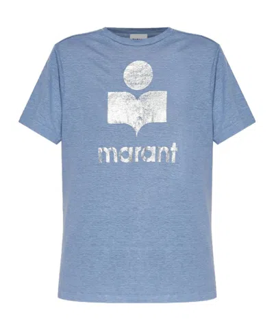 ISABEL MARANT ÉTOILE METALLIC-LOGO LINEN T-SHIRT