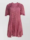 Isabel Marant Étoile Short Sleeves Floral Pattern Dress Ruffled Collar In Pink