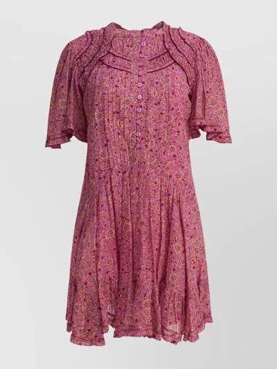 ISABEL MARANT ÉTOILE SHORT SLEEVES FLORAL PATTERN DRESS RUFFLED COLLAR