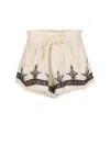 Isabel Marant Étoile Kriss Frayed Embroidered Jacquard Shorts In Beige