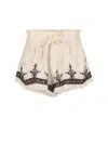 Isabel Marant Étoile Kriss Frayed Embroidered Jacquard Shorts In Beige