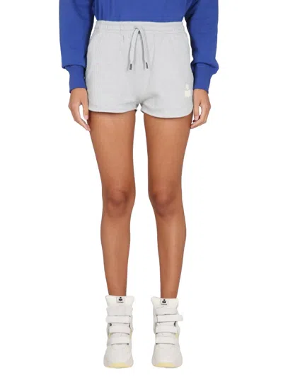 Isabel Marant Étoile Logo-print Drawstring Shorts In Beige