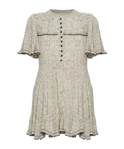 Isabel Marant Étoile Daynia Polka-dot Ruffled Mini Dress In Neutral