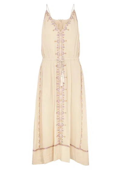 Isabel Marant Étoile Siana Embroidered Cotton-voile Midi Dress In Yellow