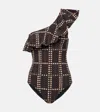 Isabel Marant Étoile Siciliyage Ruffled One-shoulder Swimsuit In Black