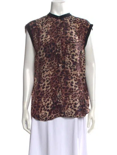 Pre-owned Isabel Marant Étoile Silk Animal Print Top In Neutrals