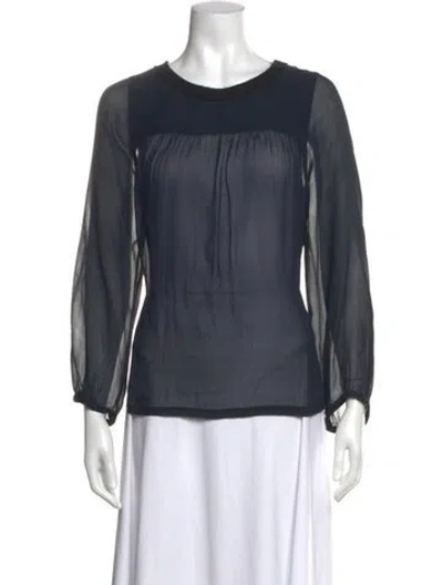 Pre-owned Isabel Marant Étoile Silk Crew Neck Blouse In Black/blue