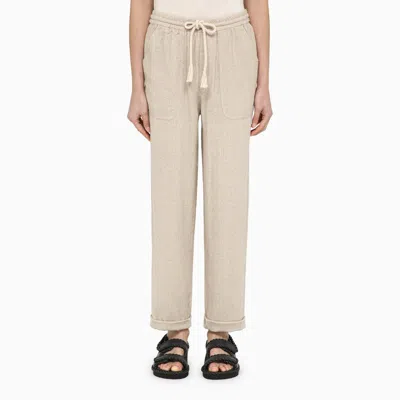 Isabel Marant Étoile Silk Écru Trousers With Drawstring In Beige