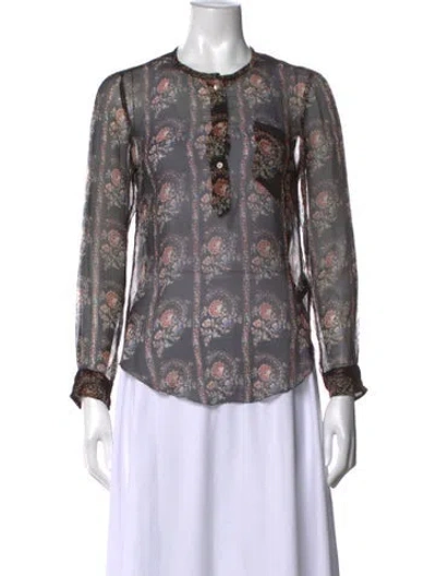 Pre-owned Isabel Marant Étoile Silk Floral Print Blouse In Black/pink