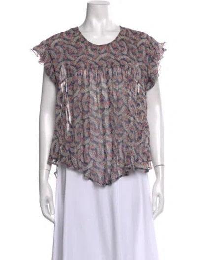 Pre-owned Isabel Marant Étoile Silk Floral Print Blouse In Blue