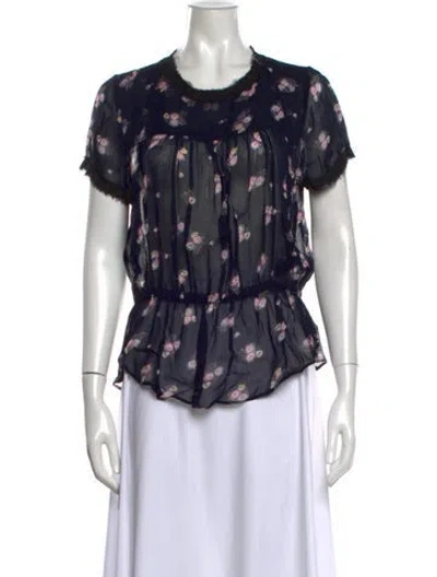 Pre-owned Isabel Marant Étoile Silk Floral Print Blouse In Blue