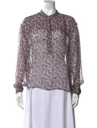 Pre-owned Isabel Marant Étoile Silk Floral Print Blouse In Blue/pink