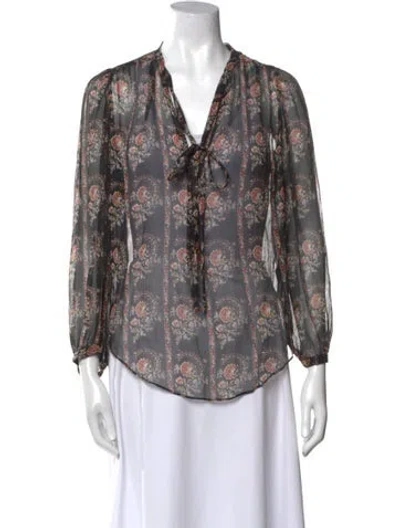 Pre-owned Isabel Marant Étoile Silk Floral Print Blouse In Red