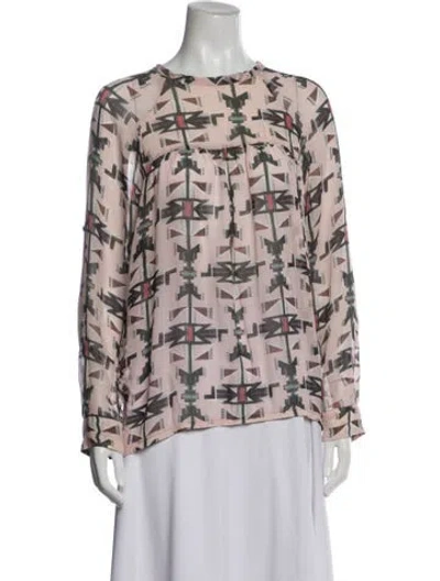 Pre-owned Isabel Marant Étoile Silk Graphic Print Blouse In Pink