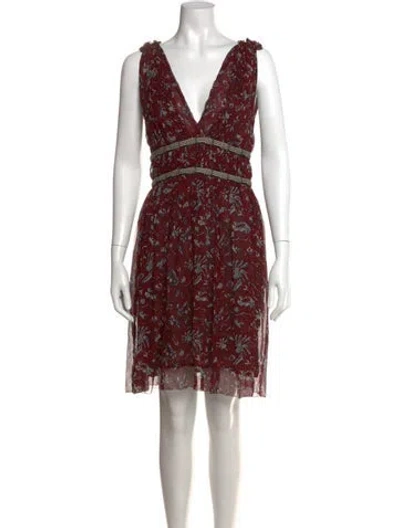 Pre-owned Isabel Marant Étoile Silk Mini Dress In Burgundy