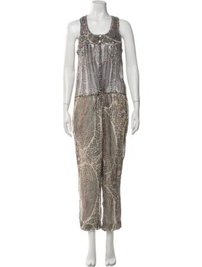 Pre-owned Isabel Marant Étoile Silk Patterned Jumpsuit In Blue