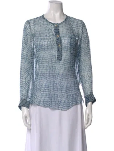 Pre-owned Isabel Marant Étoile Silk Printed Blouse In Blue