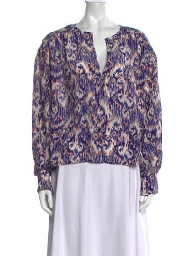 Pre-owned Isabel Marant Étoile Silk Printed Blouse In Purple