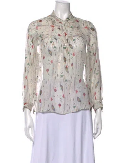 Pre-owned Isabel Marant Étoile Silk Printed Blouse In White