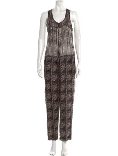 Pre-owned Isabel Marant Étoile Silk Printed Jumpsuit In Black
