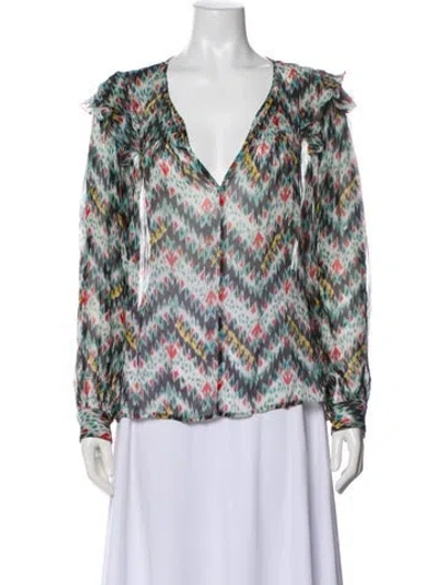 Pre-owned Isabel Marant Étoile Silk Printed Top In Black