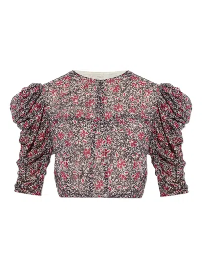 Isabel Marant Étoile Silva Floral-pattern Blouse In Brown