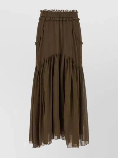 ISABEL MARANT ÉTOILE SKIRT TIERED WAISTBAND SHEER HEM