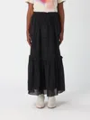 Isabel Marant Étoile Black Volodia Gz Ruffled Flared Cotton-blend Midi Skirt In Black