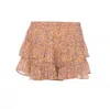 Isabel Marant Étoile Layered Floral Print Skirt With Ruched Waistband In Brown