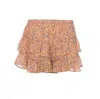Isabel Marant Étoile Layered Floral Print Skirt With Ruched Waistband In Brown